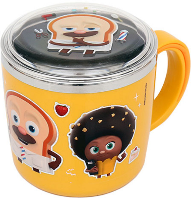 브레드이발소 뚜껑스텐컵 PN301, 오렌지, 1개, 상세설명 참조