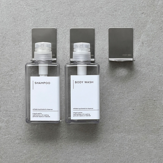 에브리윅 스텐 샴푸 걸이 3p 공병 450ml 3p 스티커 3종, 3세트, 실버