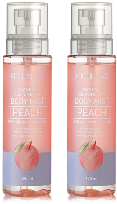 어라운드미 내추럴 퍼퓸 비타 바디미스트 피치, 120ml, 2개