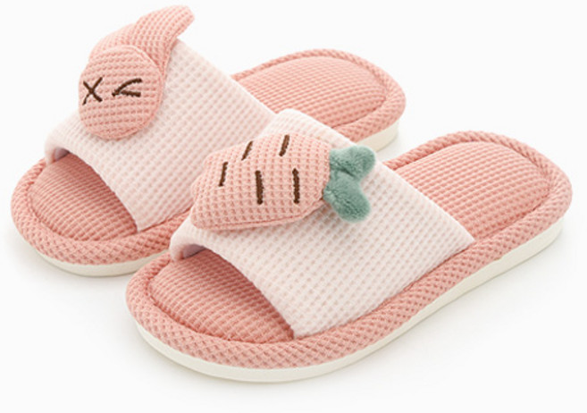 래빗풋 온가족 당근토끼 오픈 거실 실내화, 핑크, 1개