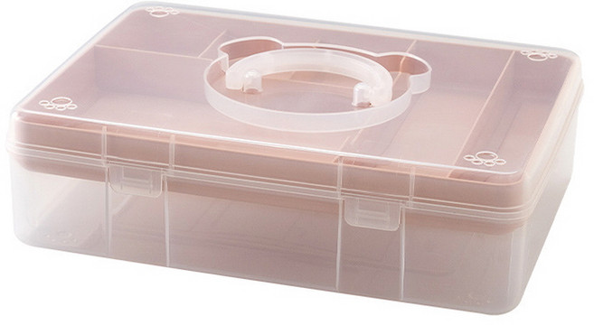 생각나래 생각정리 다용도 플라스틱 대용량 보관 상자 1단, 핑크, 1개