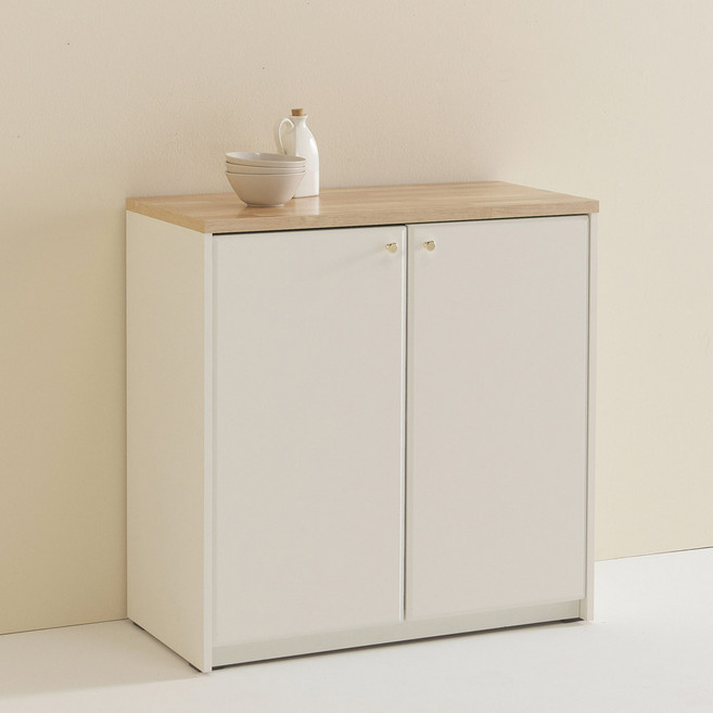 스칸디무드 쿠스토 800 주방수납장 방문설치, 오크화이트