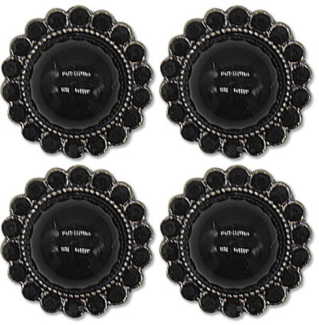 미니 큐빅 진주 보석 단추 블랙스완 15mm, 4개, 흑니켈블랙