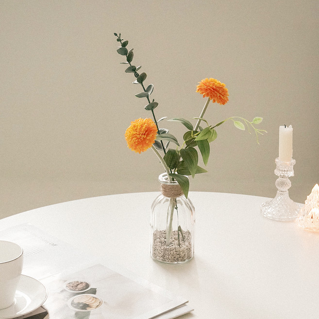 플라우스302 조화 금전운 유리화병 세트 35cm, 혼합색상, 1개