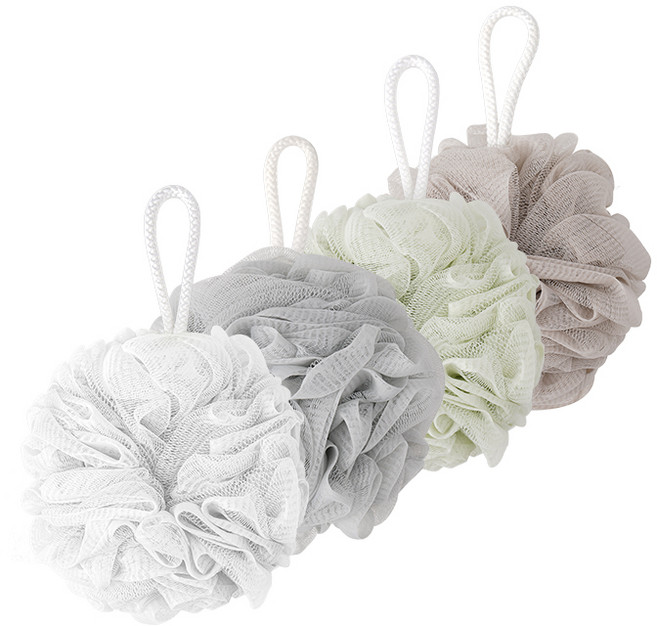 생활공식 저자극 버블 컬러 샤워볼 세트, 화이트 + 블루 + 그린 + 베이지, 4개입, 1세트