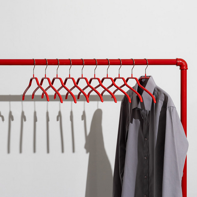 마와 논슬립 옷걸이 실루엣 36F, 레드, 10개