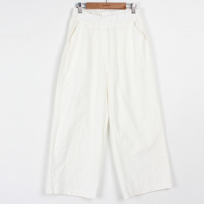 빼빼 여성용 올밴딩 9부 와이드 스판 면팬츠