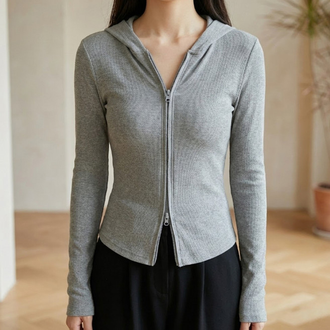 소니오 여성용 슬림 후드 집업 가디건