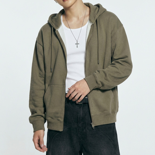 콘피아르 오버핏 무지 투웨이 후드집업 TC11014