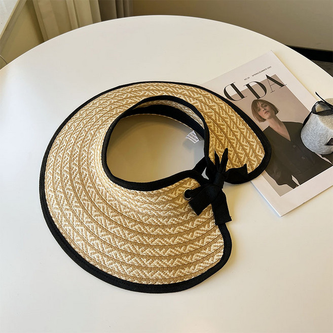 라라티나 여성용 푸아 리본 라피아 썬캡