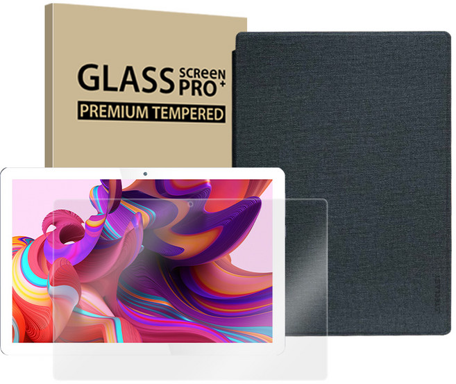 APEX 2IN1 태블릿PC U10 PRO PLUS + 강화유리 + 태블릿PC 케이스 세트, 그레이(태블릿PC), 블랙(케이스), 128GB, Wi-Fi