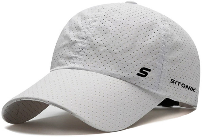 SITONIK 男女通用運動網眼棒球帽 白色 均碼 1個