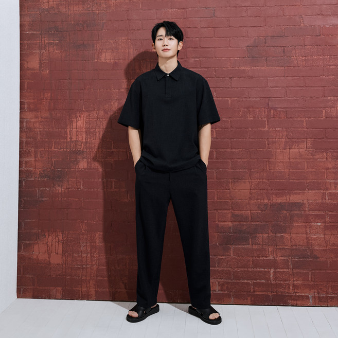 MIND BRIDGE 男士涼爽寬鬆雙色涼感透氣鬆緊帶長褲 MYPT3134