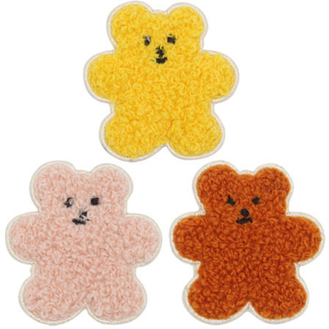 보슬이 젤리곰 DIY 와펜 3종 세트, 옐로우 + 핑크 + 브라운, 1세트