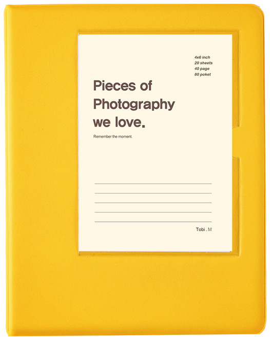 문구백서 비비드 4x6 포켓식 포토앨범, 옐로우(흑색내지), 40매