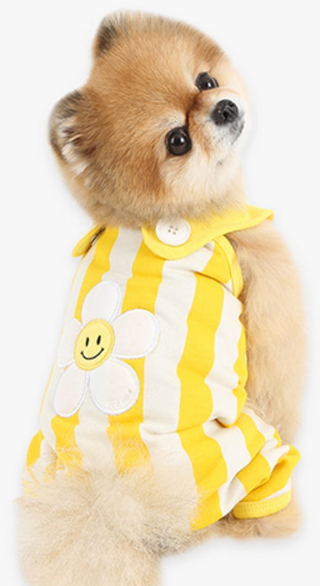 이츠독 반려동물 스마일 데이지 멜빵 올인원, 옐로우, 1개