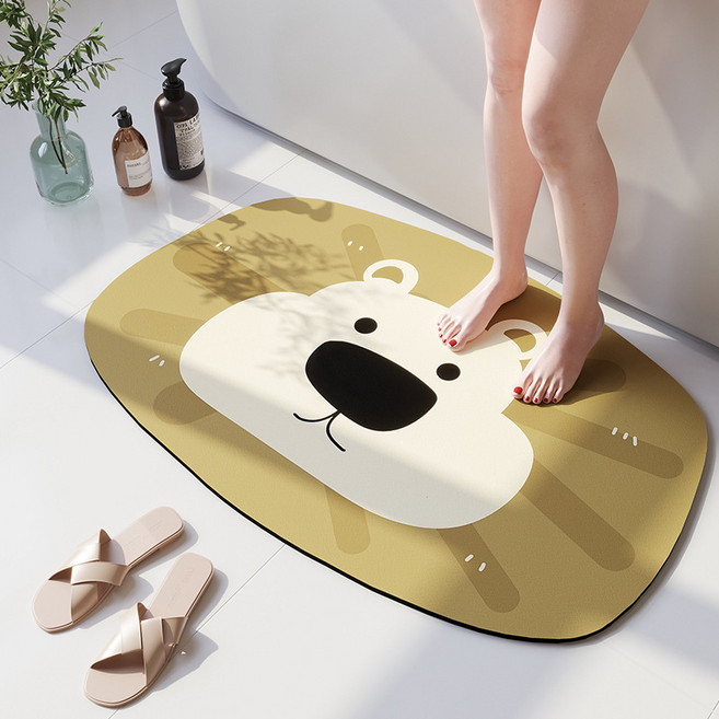 XTER 多用途廚房浴室吸水型珪藻土地墊 可愛R 2入, 混合色