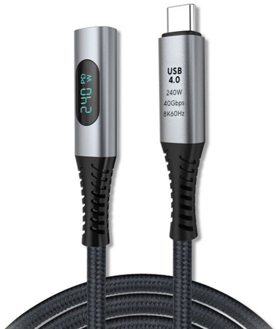 엠비에프 USB 4.0 C타입 M C타입 F 240W 40Gbps 연장 케이블, 1개, 50cm