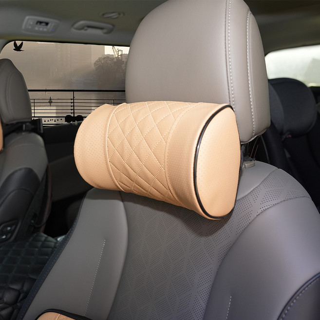 메이빈 숨쉬는 타공형 자동차 헤드쿠션, 새들 브라운, 1개