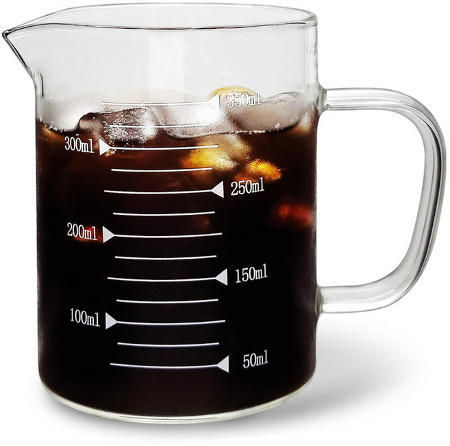 미르코리아 내열유리 홈카페 핸들 비커 계량컵, 350ml, 1개