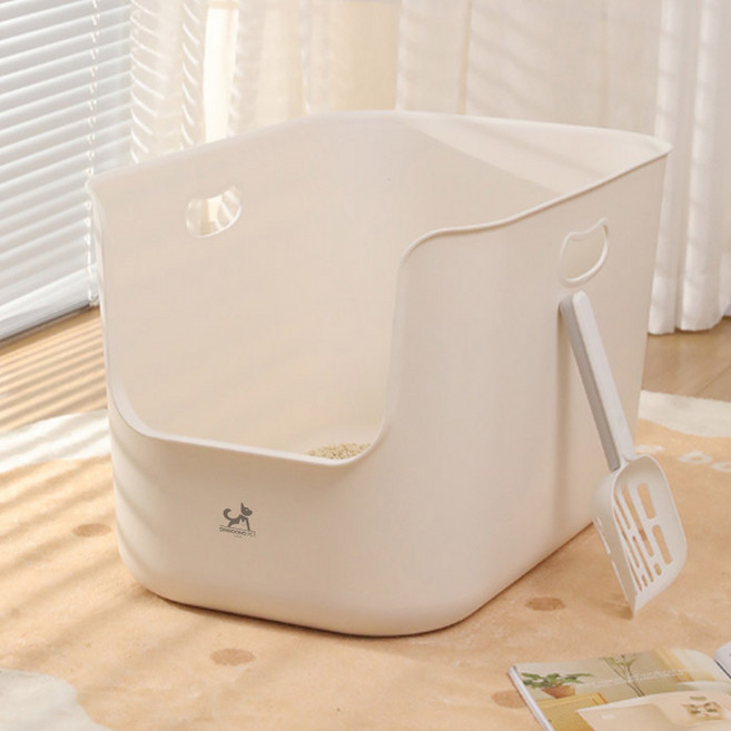 딩동펫 고양이 심플 울트라 대용량 오픈형 화장실, 화이트, 1개