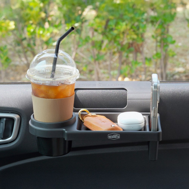 벤오토 3in1 차량용 도어 컵홀더 수납함, 1개, 블랙