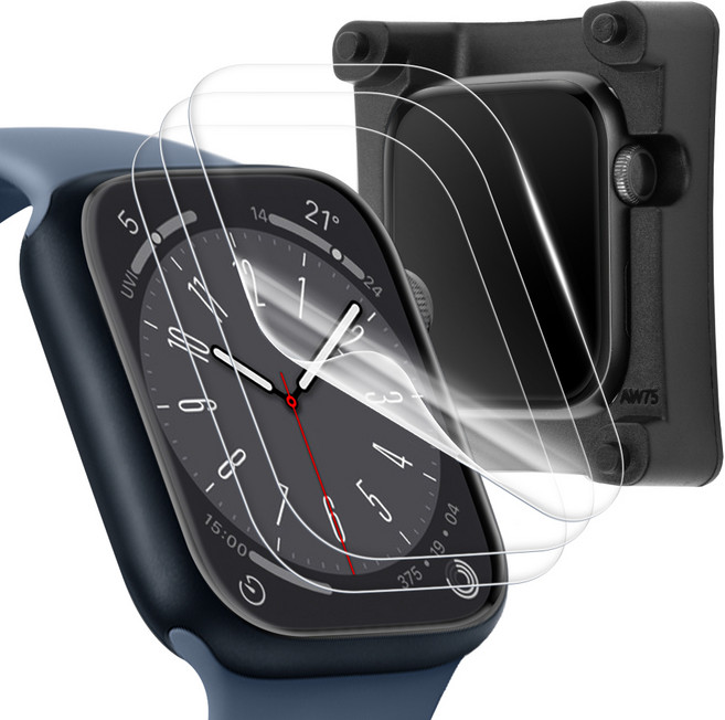 아이몰 쉽게 붙이는 자가복원 애플워치 TPU 보호필름 3매입 + 가이드 툴, 투명, 1세트