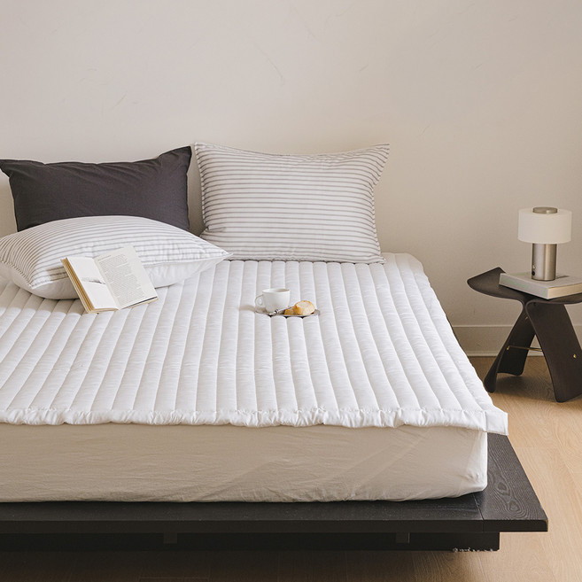 BAZAAR 法式早晨 100%天絲莫代爾固定鬆緊帶床墊, 象牙白