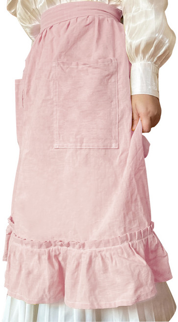 바른리빙 벨르 프릴 허리 앞치마, 핑크, 1개
