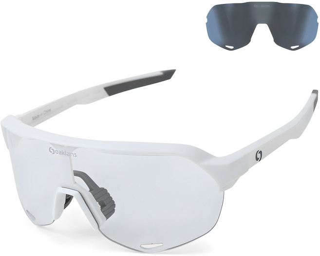 Oaklans X301 自行車專用護目鏡框 + 偏光 + 變色鏡片組, 白色 + 煙燻色, 1組