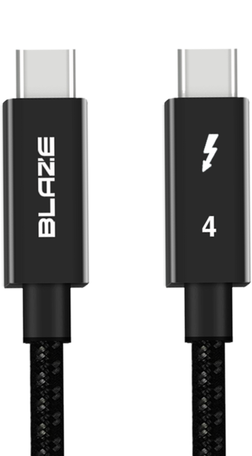 BLAZE 雙TYPE-C Thunderbolt 4充電線 40Gbps 100W 8K T40, 黑色, 50厘米