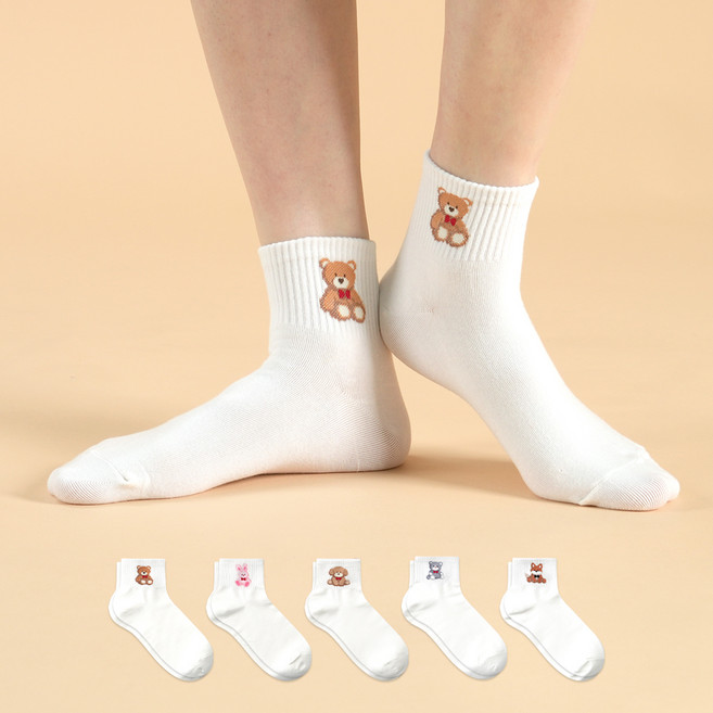 삭피엔스 여성용 발바닥 친구들 패션양말 5종 세트