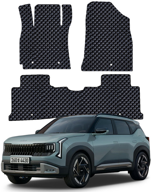 오토가드 엠보싱 3D 벌집 고무 자동차 매트 1열 + 2열 세트, 블랙, 기아 디 올 뉴 셀토스 SP3 가솔린(2026년 1월~)