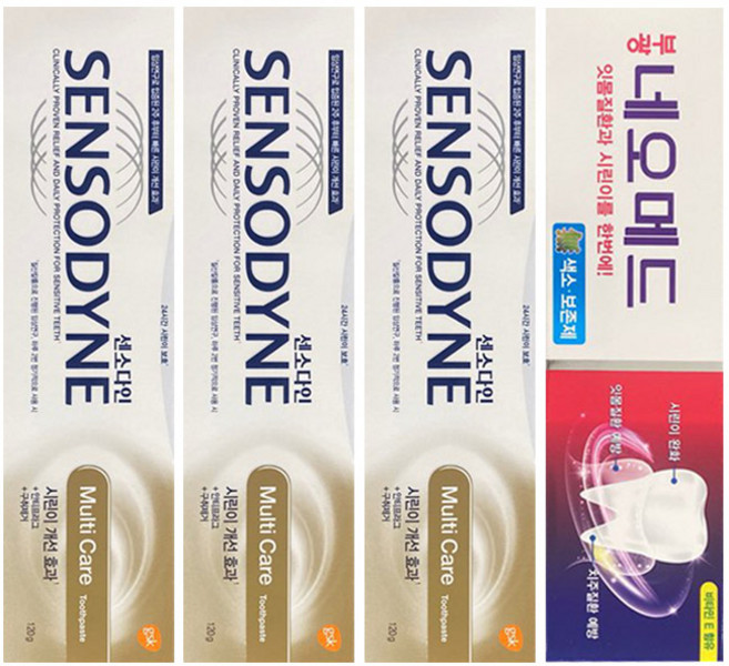 센소다인 멀티케어 치약 120g x 3p + 부광약품 네오메드 시린이치약 125g, 1세트