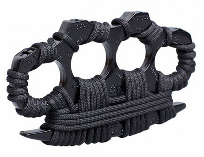 잇곰 호신용 차량용 장식용 글러브 끈꼬임 너클 블랙, 1개