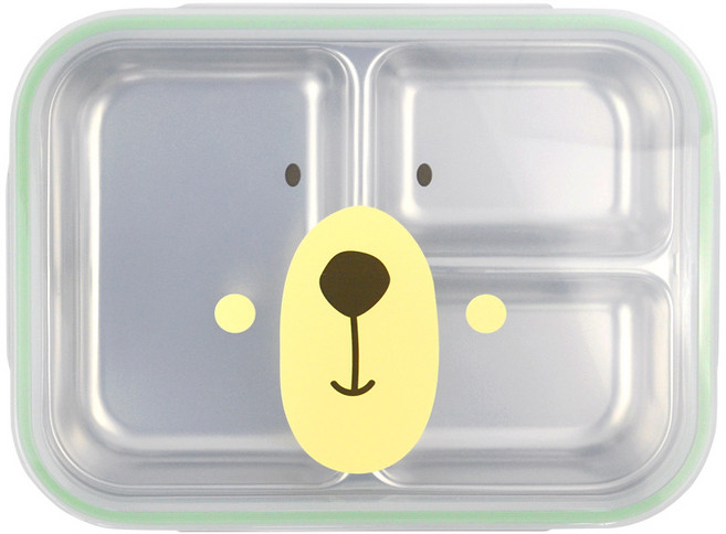 베어 스텐 3칸 식판도시락, 혼합색상, 식판 + 뚜껑, 1개