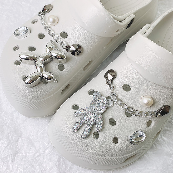 젤루나 큐빅 곰돌이 나비 체인 진주 스트랩 샌들 파츠 8p 세트