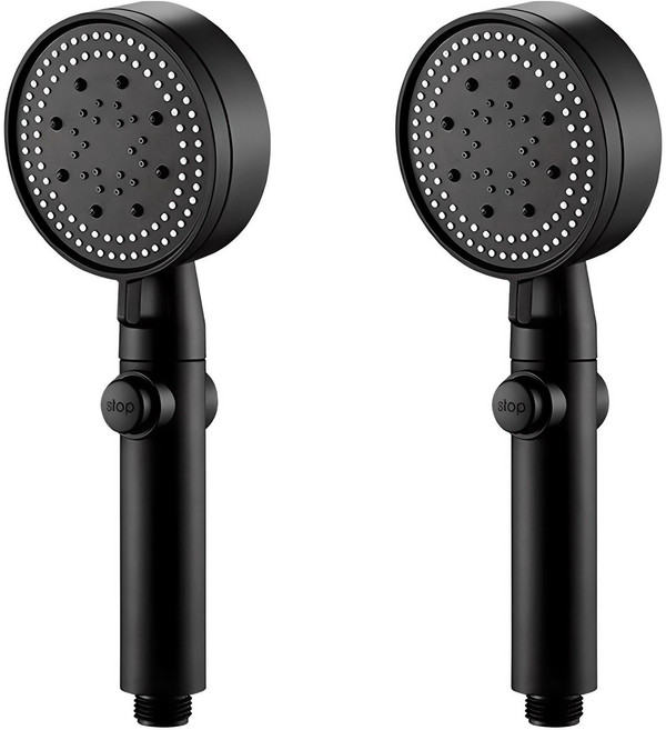 Winprice 5段噴霧SPA蓮蓬頭, 黑色, 2個