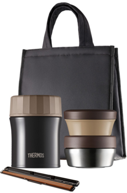 써모스 플 + 스 반반 보온도시락, 브라우니블랙(BK), 1개