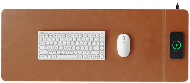 엑토 15W 무선 충전 데스크 가죽 마우스 장패드 MP-66, 브라운, 1개