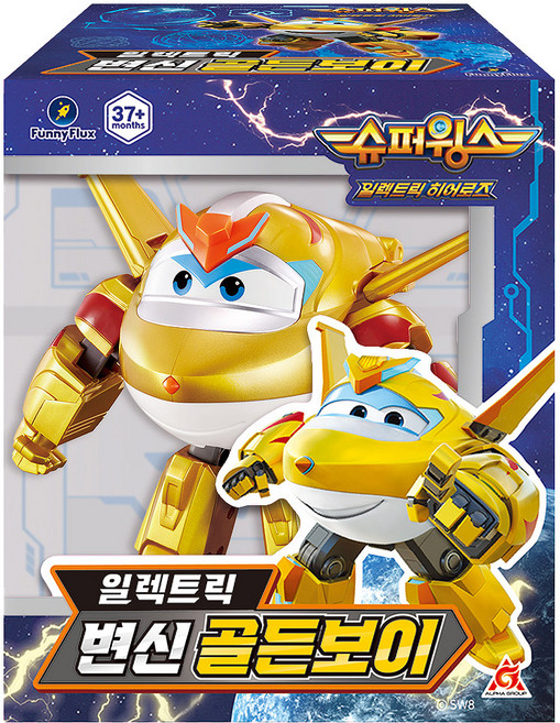 SUPER WINGS FunnyFlux 電動變形黃金小子機器人, 1個, 混合色