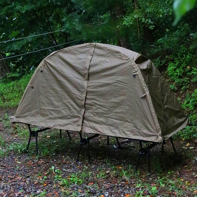 KEEP CAMPING 內襯網紗行軍床帳篷 + 外帳套組, 褐褐色(外帳), 單人