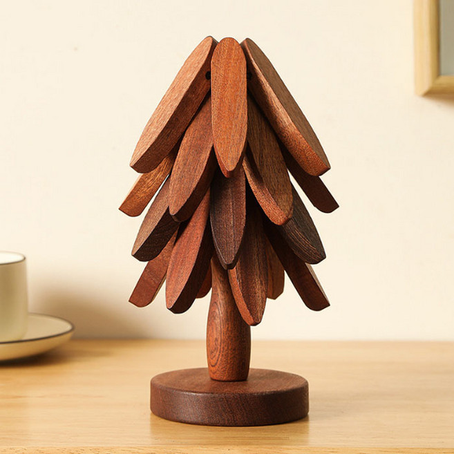 Blue貿易 經典原木鍋墊 4層, 胡桃木, 1個