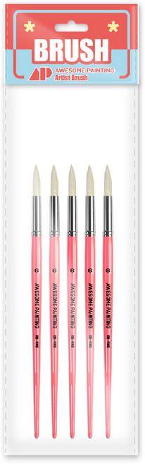 어썸페인팅 ROUND 유화 원형붓 돈모, 5개, 6호