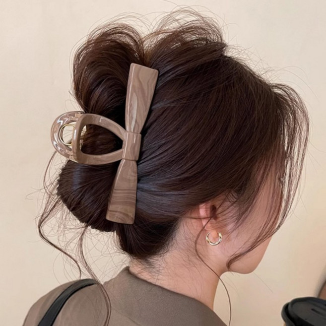 맙소샵 심플 스퀘어 빅리본 대형 헤어 집게핀 HR532