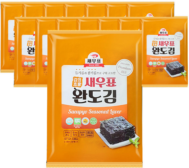 새우표 완도 오리지널 전장김, 25g, 15개