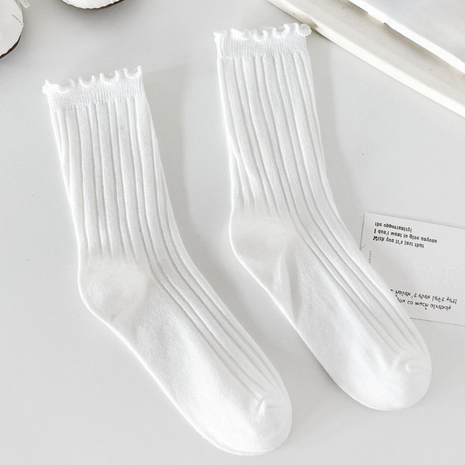 마켓피아 여성용 단색 스트라이프 패션 발목 양말 2켤레