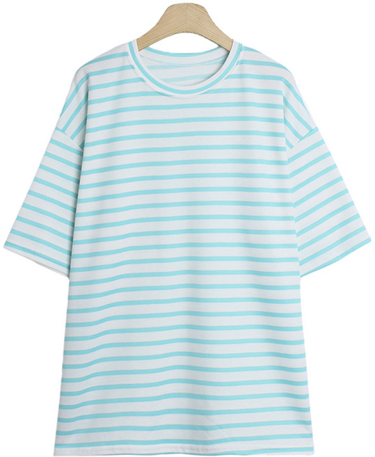 라라온 여성용 스트라이프 루즈핏 반팔 티셔츠 TSP2319