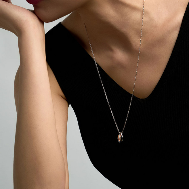 로이드 여성용 실버 모노 드롭 롱넥 목걸이 + 쇼핑백