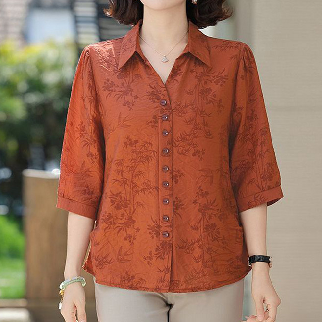 인피어스 여성용 중년 카라 블라우스 I263-74